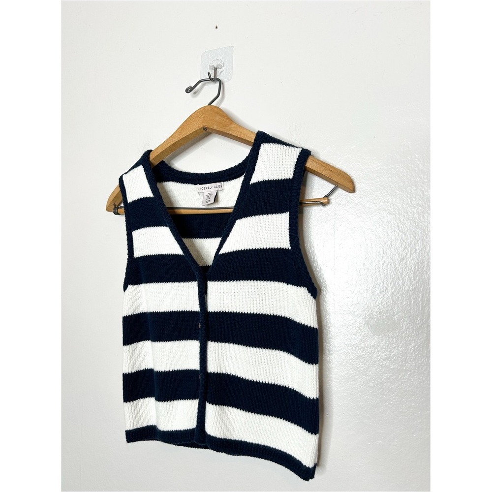 Sincerely Jules Striped Sleeveless Knit Sweater Vest XS - Picture 2 of 5